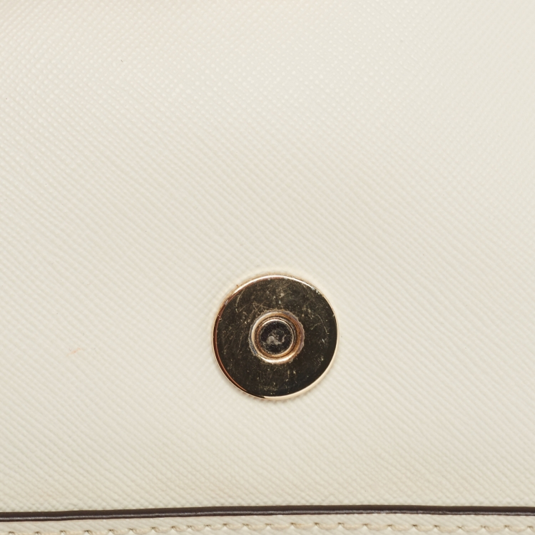 Pre Owned Tory Burch Off White Leather Robinson Chain Shoulder Bag