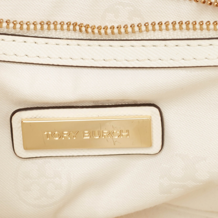 Pre Owned Tory Burch Off White Leather Robinson Chain Shoulder Bag