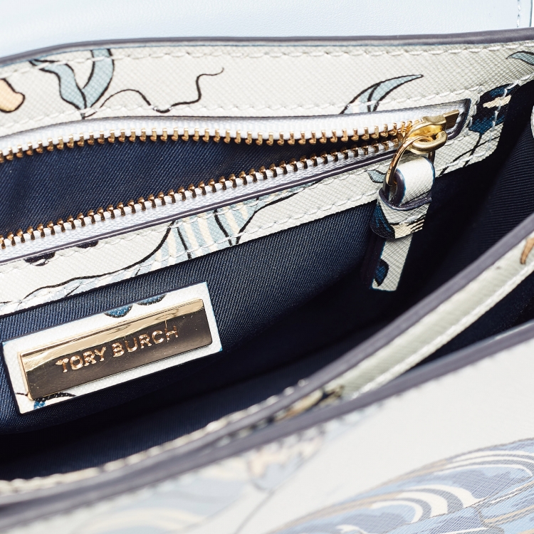 Pre Owned Tory Burch Multicolor Floral Print Leather Robinson Shoulder Bag