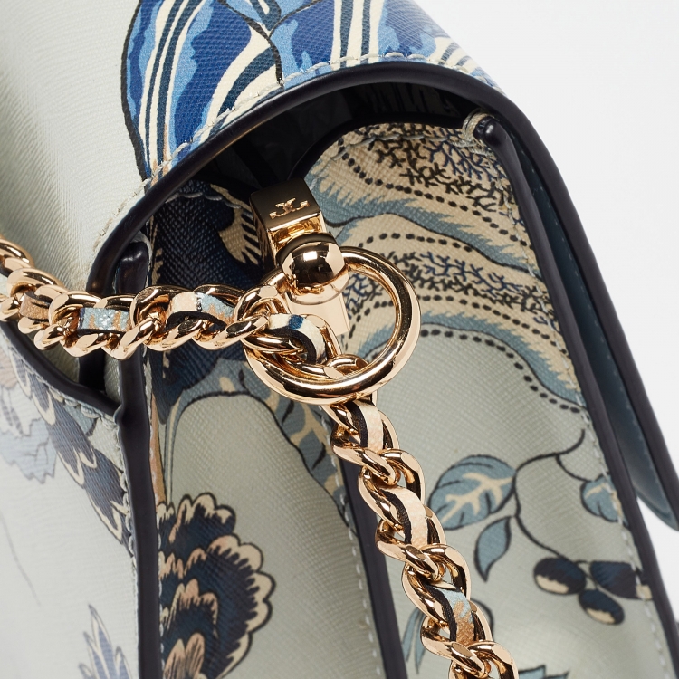 Pre Owned Tory Burch Multicolor Floral Print Leather Robinson Shoulder Bag