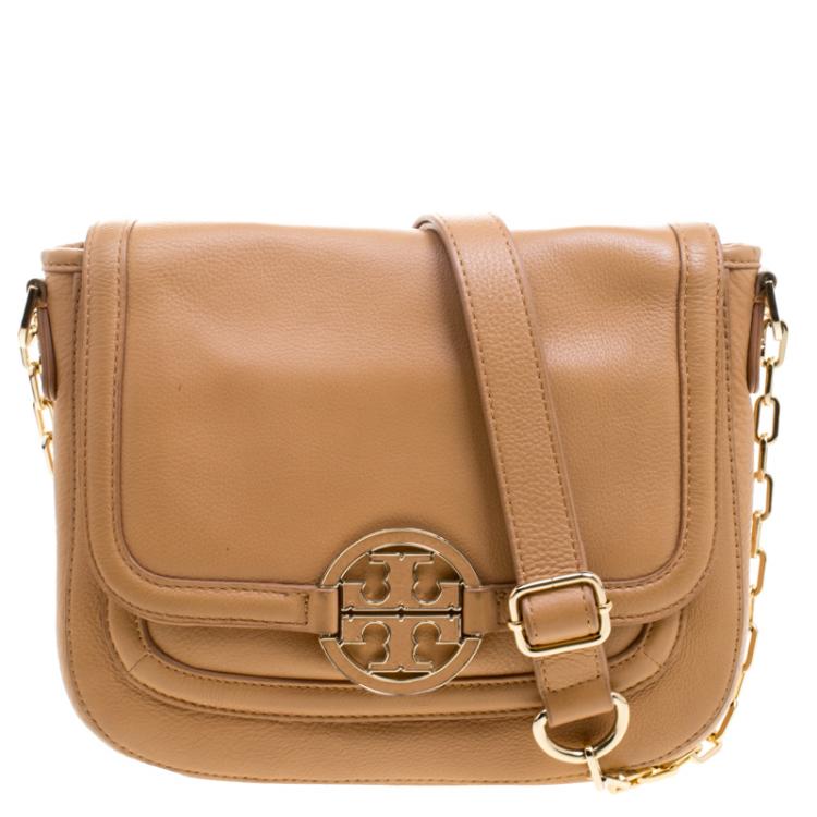 Tory Burch shops Amanda shoulder handbag light tan leather