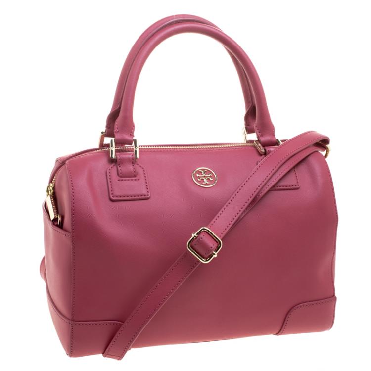 Pre Owned Tory Burch Pink Leather Robinson Middy Satchel