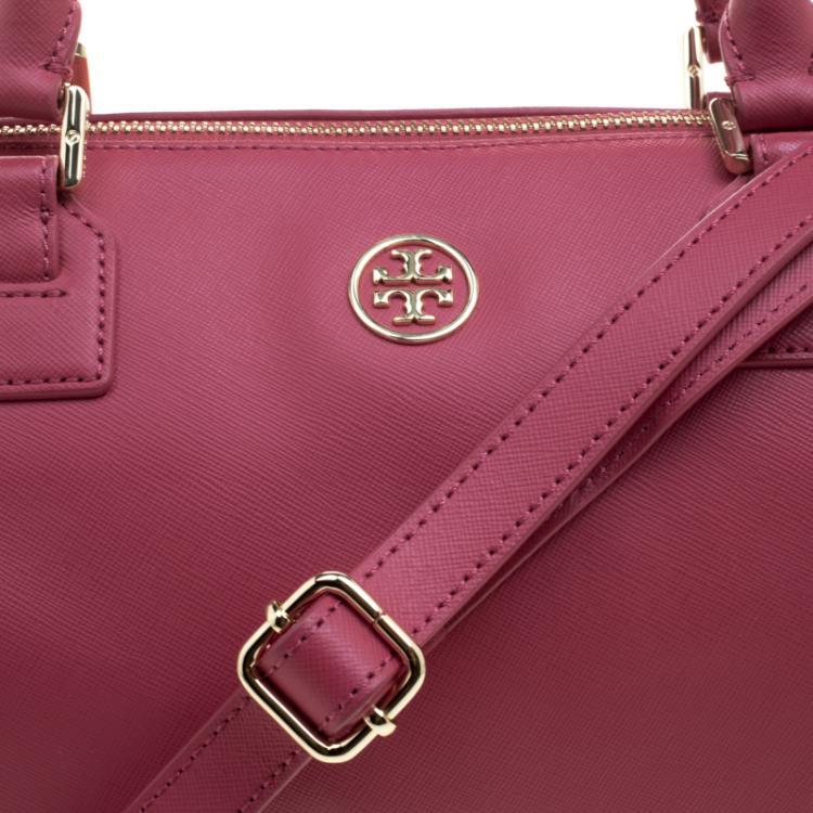 Pre Owned Tory Burch Pink Leather Robinson Middy Satchel
