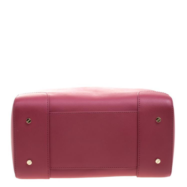 Pre Owned Tory Burch Pink Leather Robinson Middy Satchel
