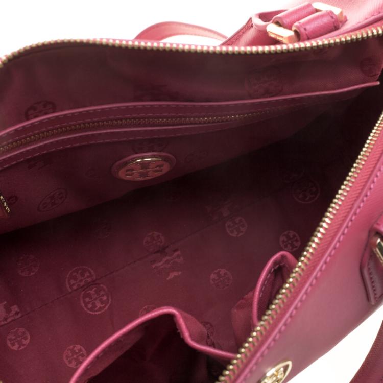 Pre Owned Tory Burch Pink Leather Robinson Middy Satchel