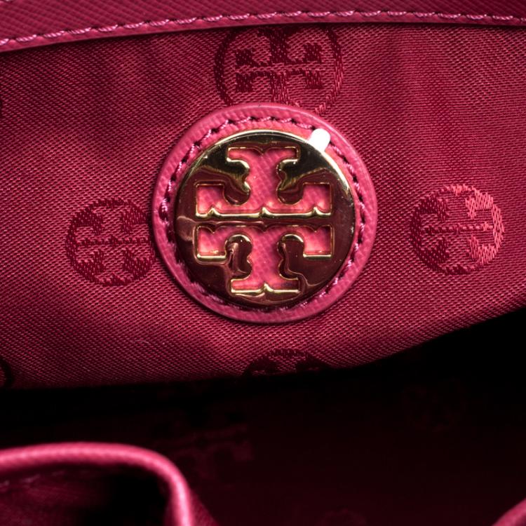 Pre Owned Tory Burch Pink Leather Robinson Middy Satchel