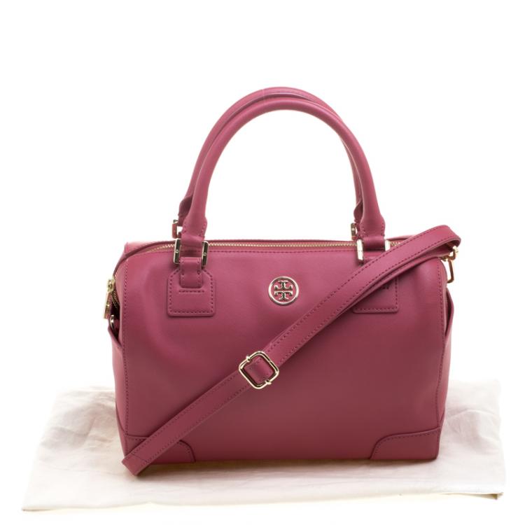 Pre Owned Tory Burch Pink Leather Robinson Middy Satchel