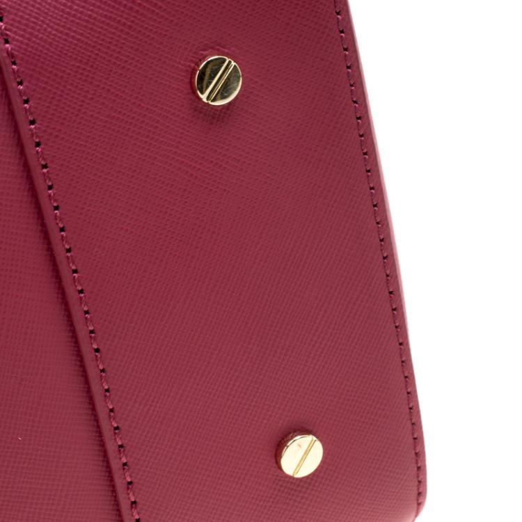 Pre Owned Tory Burch Pink Leather Robinson Middy Satchel