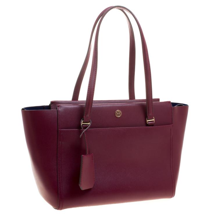 Pre Owned Tory Burch Burgundy Leather Parker Tote