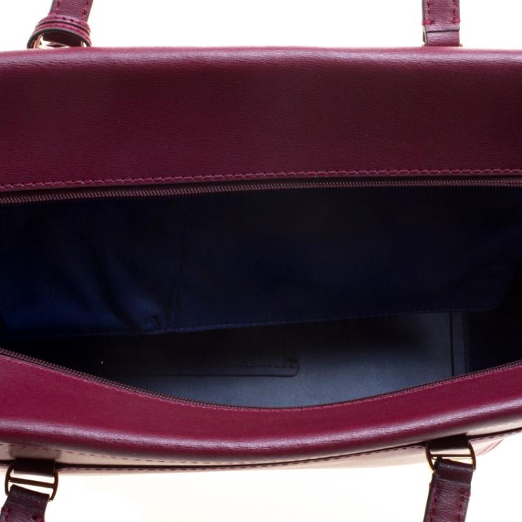 Pre Owned Tory Burch Burgundy Leather Parker Tote