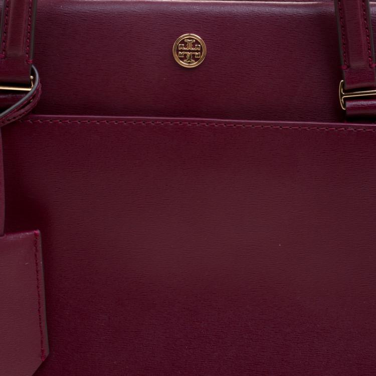 Pre Owned Tory Burch Burgundy Leather Parker Tote