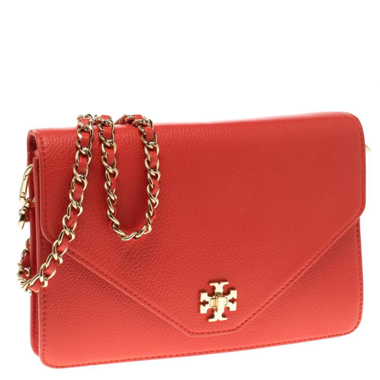 Pre Owned Tory Burch Red Leather Mercer Shoulder Bag
