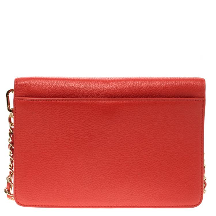 Pre Owned Tory Burch Red Leather Mercer Shoulder Bag