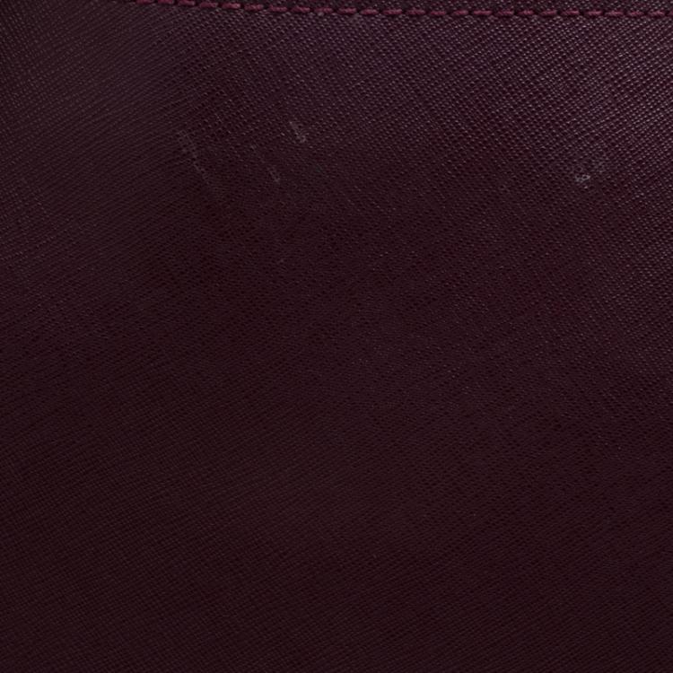 Pre Owned Tory Burch Burgundy Leather York Buckle Tote