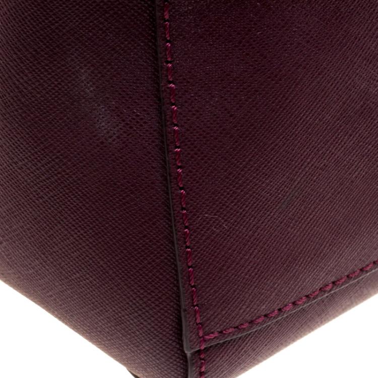 Pre Owned Tory Burch Burgundy Leather York Buckle Tote