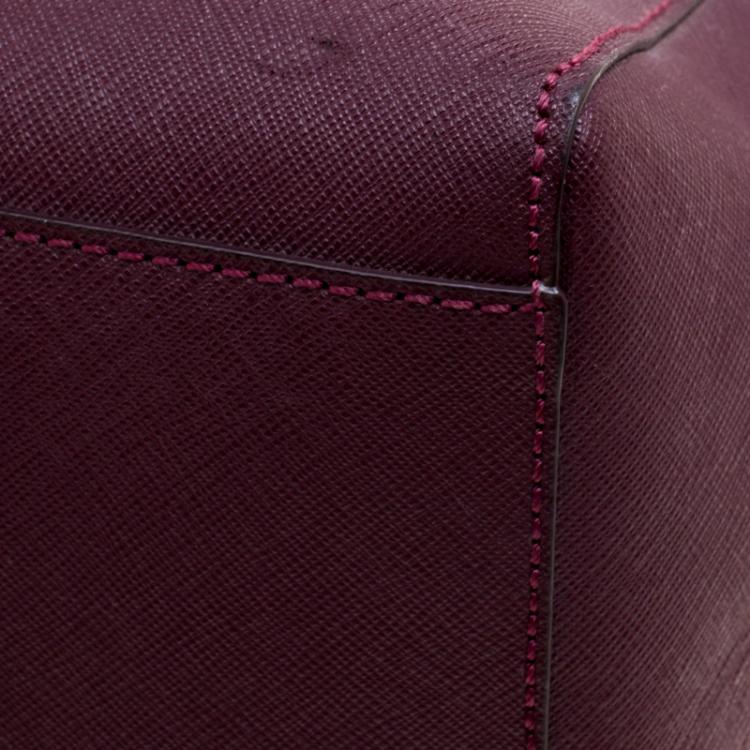 Pre Owned Tory Burch Burgundy Leather York Buckle Tote