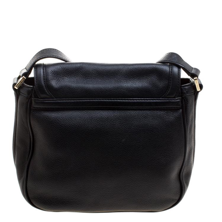 Pre Owned Tory Burch Black Leather Amanda Round Crossbody Bag