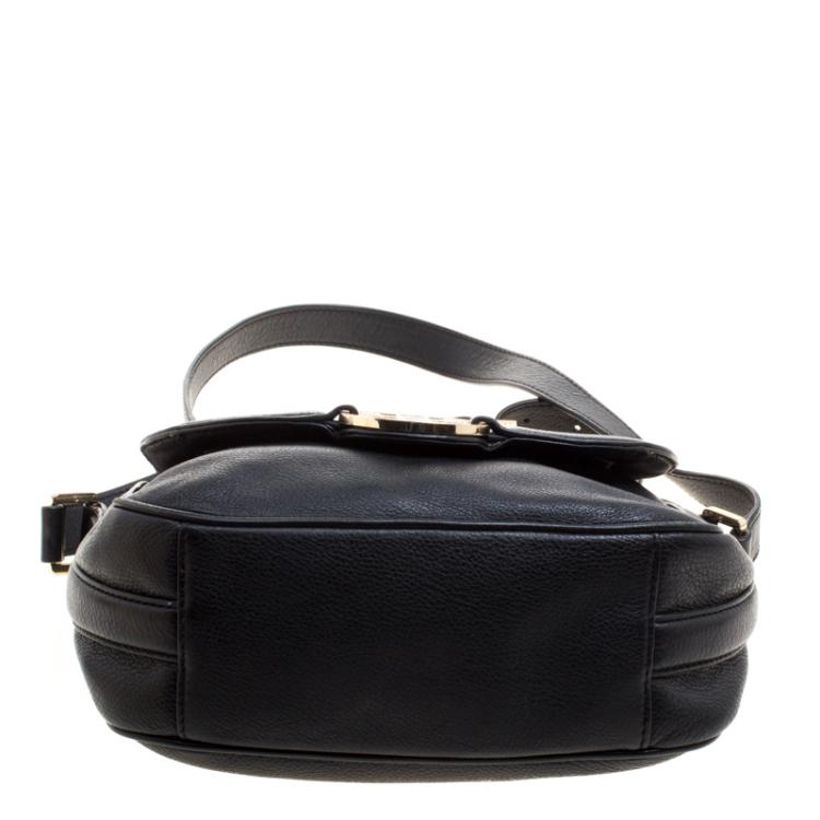 Pre Owned Tory Burch Black Leather Amanda Round Crossbody Bag