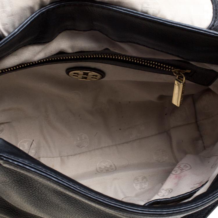 Pre Owned Tory Burch Black Leather Amanda Round Crossbody Bag