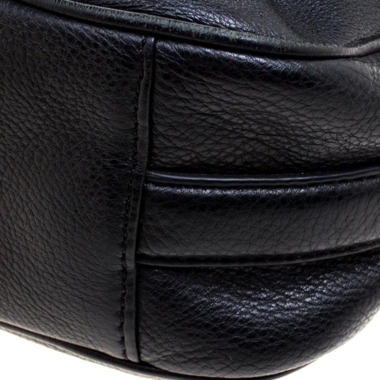 Pre Owned Tory Burch Black Leather Amanda Round Crossbody Bag