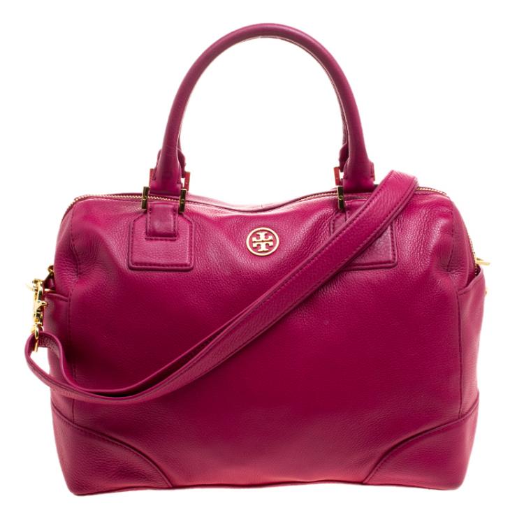 Pre Owned Tory Burch Pink Leather Robinson Middy Satchel