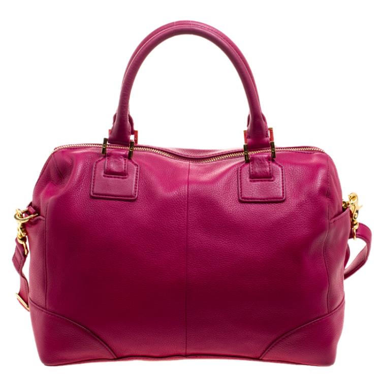 Pre Owned Tory Burch Pink Leather Robinson Middy Satchel