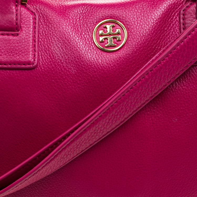 Pre Owned Tory Burch Pink Leather Robinson Middy Satchel