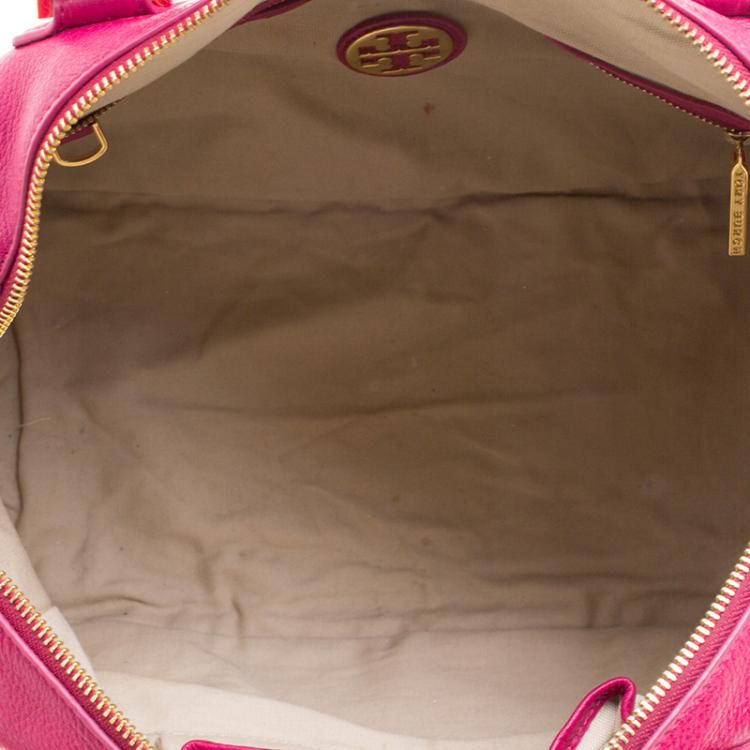 Pre Owned Tory Burch Pink Leather Robinson Middy Satchel