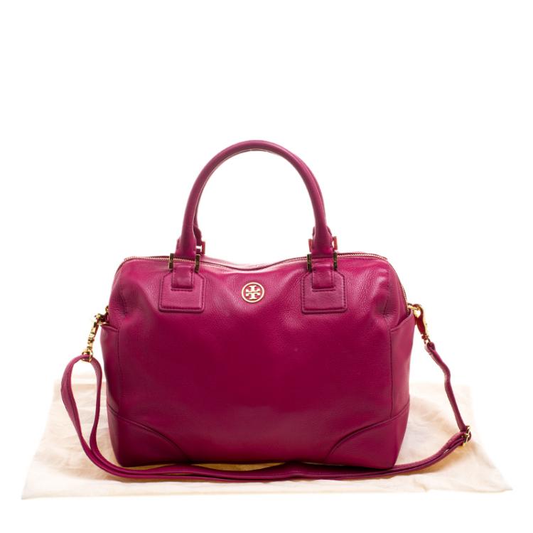 Pre Owned Tory Burch Pink Leather Robinson Middy Satchel