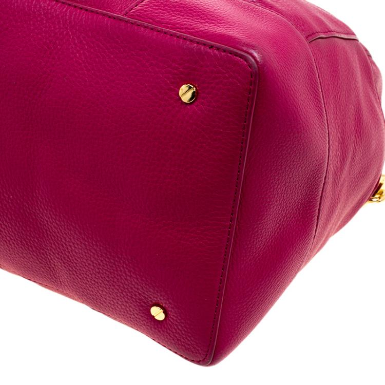 Pre Owned Tory Burch Pink Leather Robinson Middy Satchel