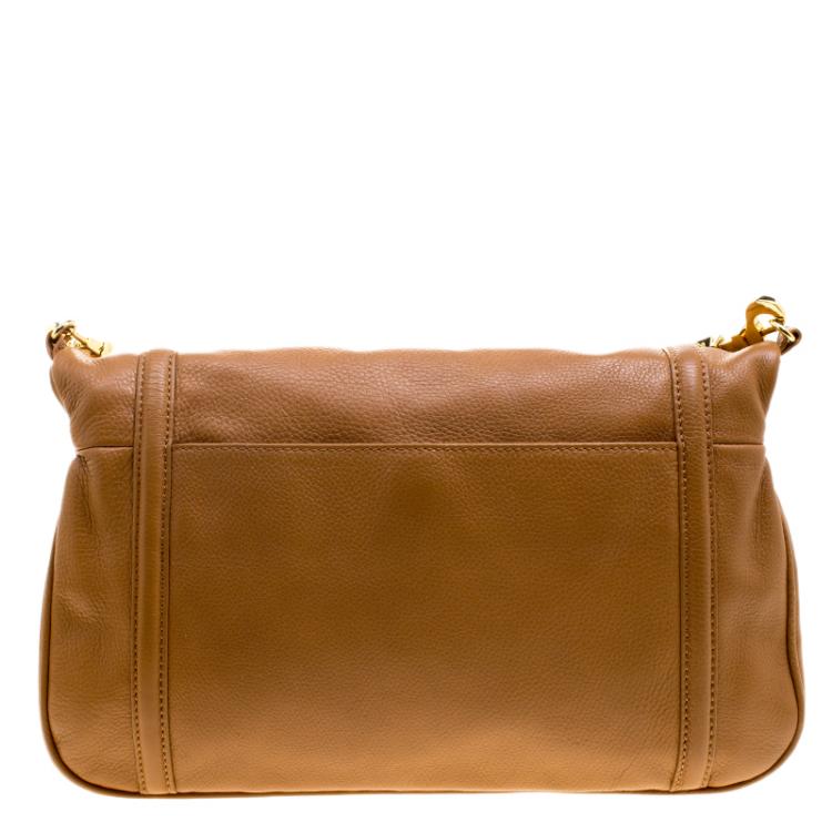 Pre Owned Tory Burch Brown Leather Amanda Foldover Crossbody Bag