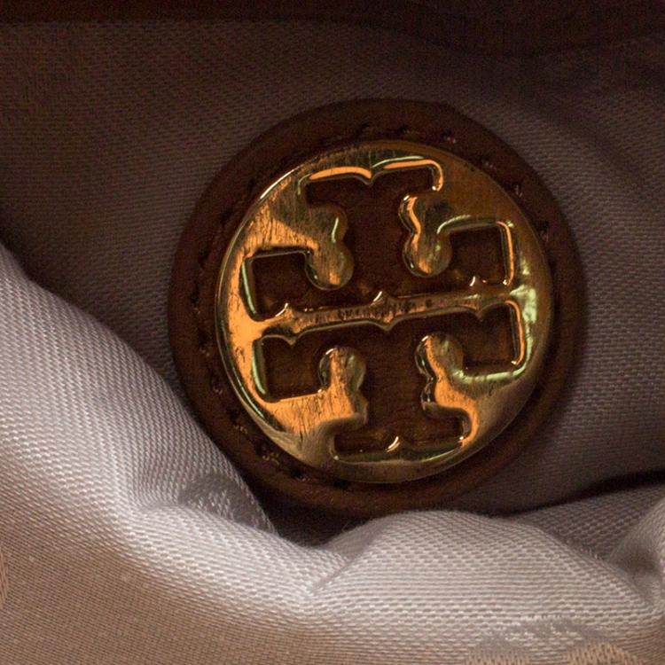 Pre Owned Tory Burch Brown Leather Amanda Foldover Crossbody Bag