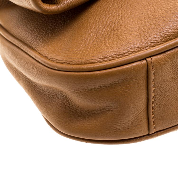 Pre Owned Tory Burch Brown Leather Amanda Foldover Crossbody Bag