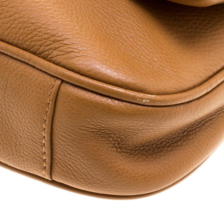 Pre Owned Tory Burch Brown Leather Amanda Foldover Crossbody Bag