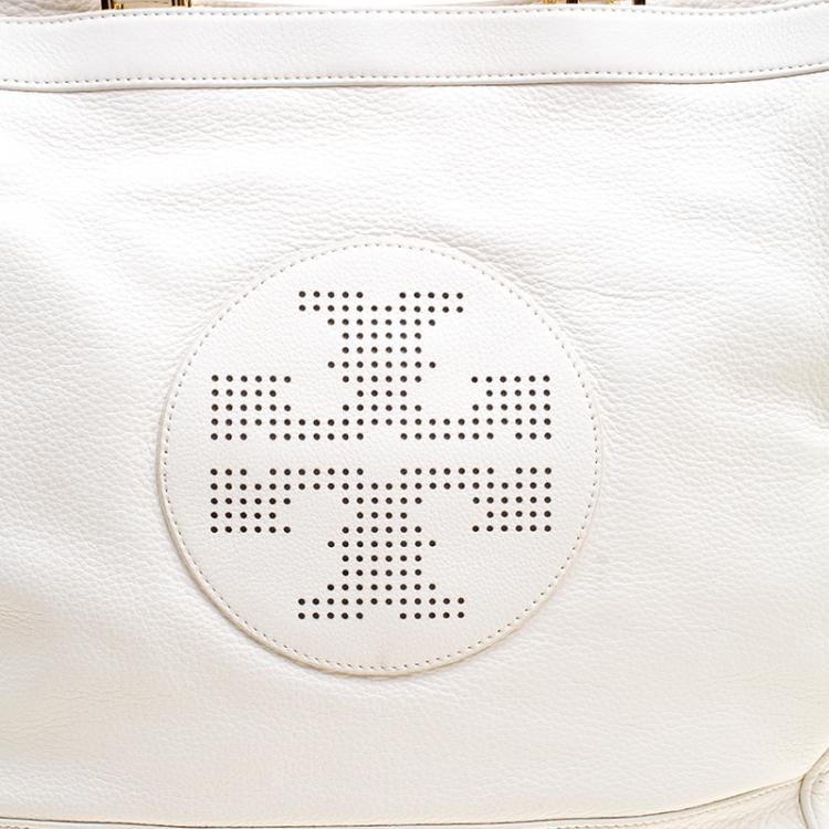 Pre Owned Tory Burch White Leather Tote 