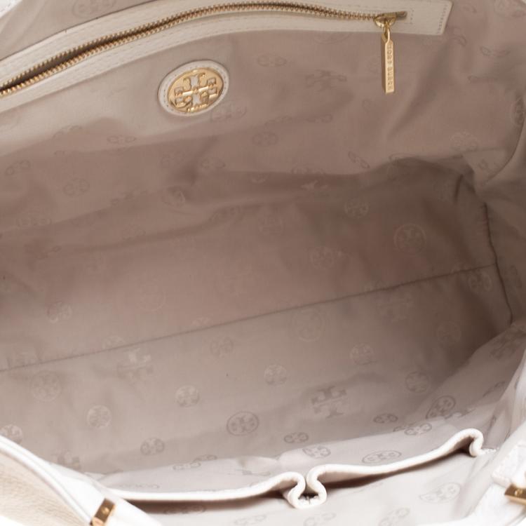 Pre Owned Tory Burch White Leather Tote 