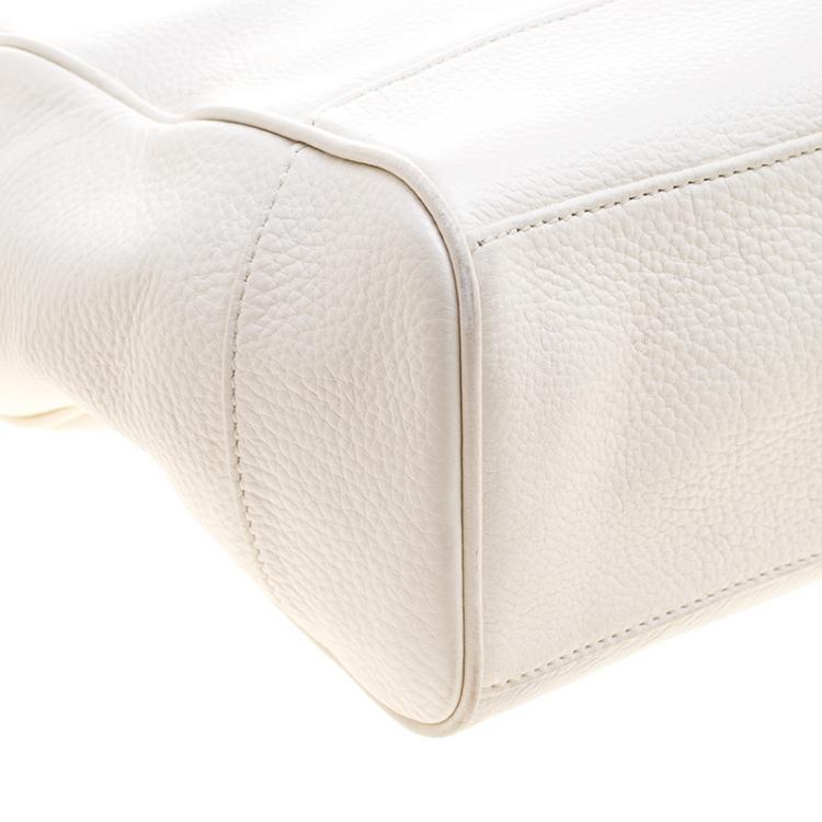 Pre Owned Tory Burch White Leather Tote 