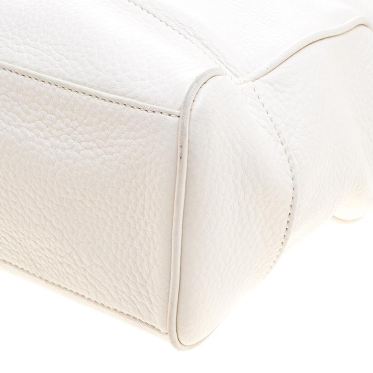 Pre Owned Tory Burch White Leather Tote 