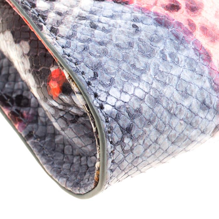 Pre Owned Tory Burch Multicolor Python Embossed Leather Crossbody Bag