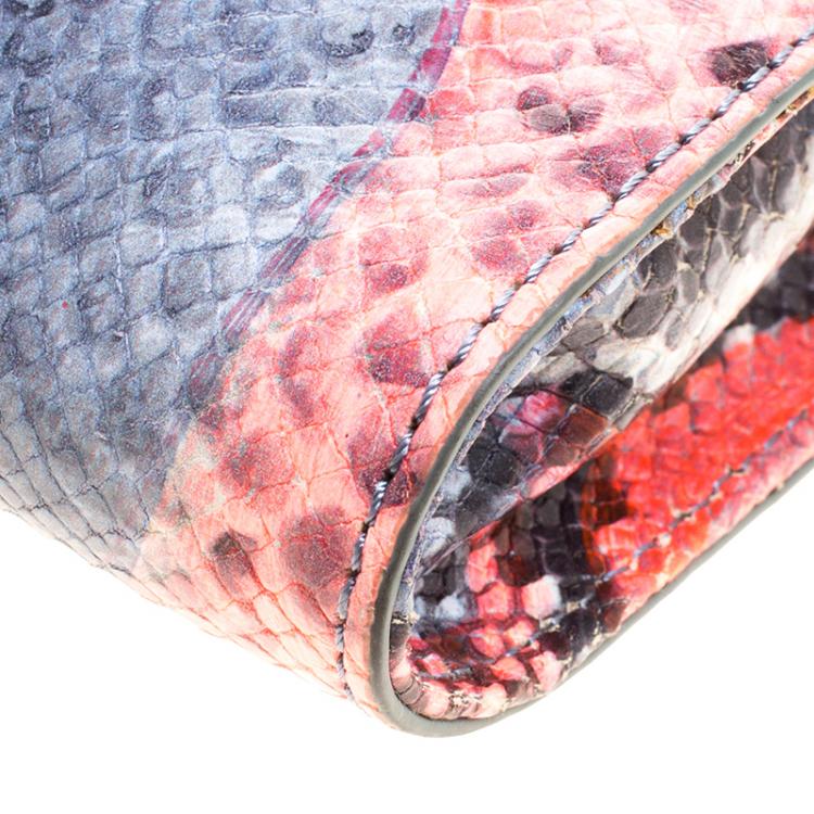 Pre Owned Tory Burch Multicolor Python Embossed Leather Crossbody Bag