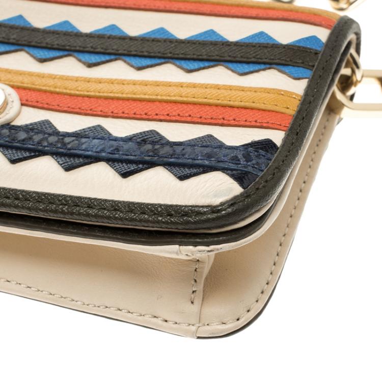 Pre Owned Tory Burch Multicolor Striped Leather Zig Zag Crossbody Bag