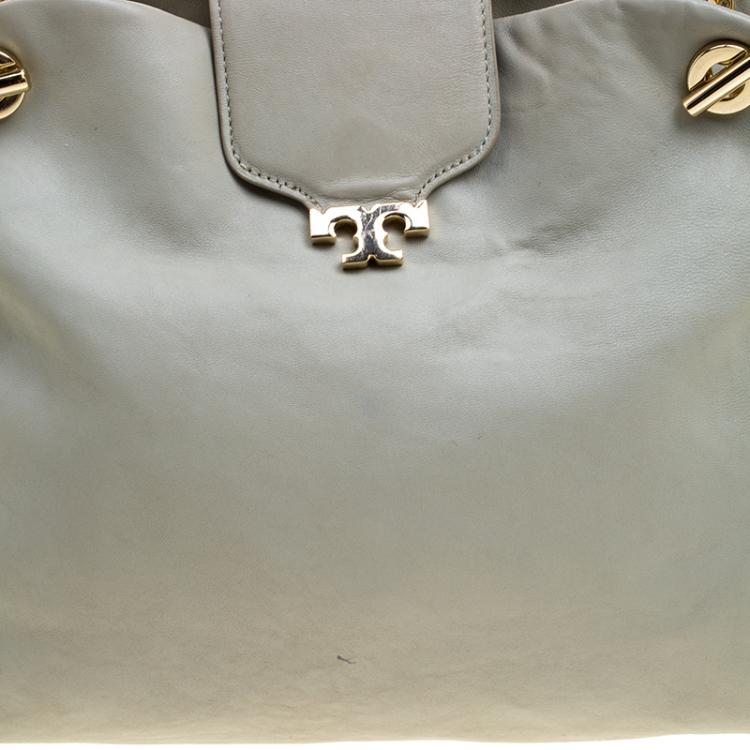 Pre Owned Tory Burch Grey Leather Shoulder Bag