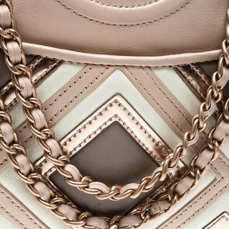 Pre Owned Tory Burch Light Oak Leather Fleming Geo Shoulder Bag