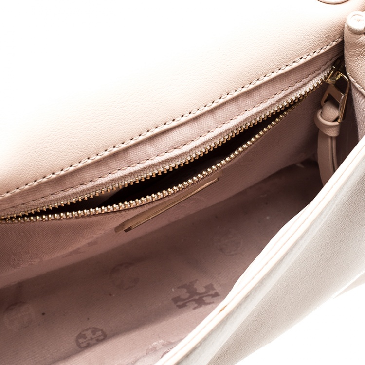 Pre Owned Tory Burch Light Oak Leather Fleming Geo Shoulder Bag