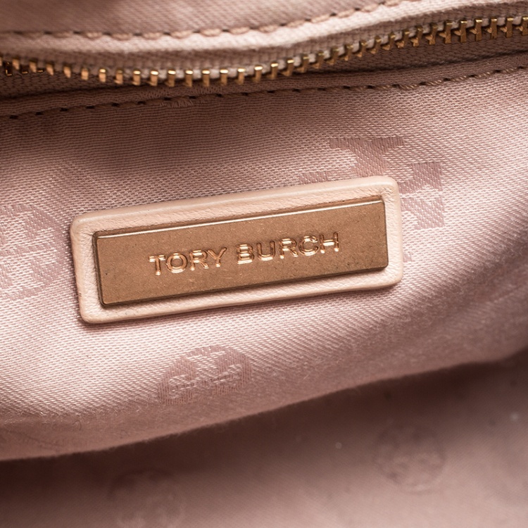 Pre Owned Tory Burch Light Oak Leather Fleming Geo Shoulder Bag