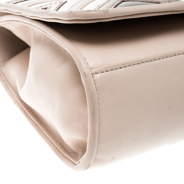 Pre Owned Tory Burch Light Oak Leather Fleming Geo Shoulder Bag