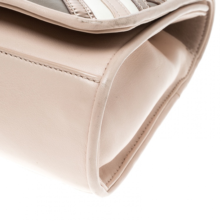 Pre Owned Tory Burch Light Oak Leather Fleming Geo Shoulder Bag