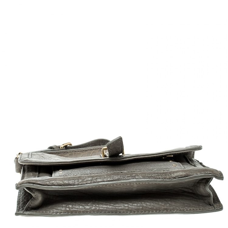 Pre Owned Tory Burch Grey Leather Envelope Clutch