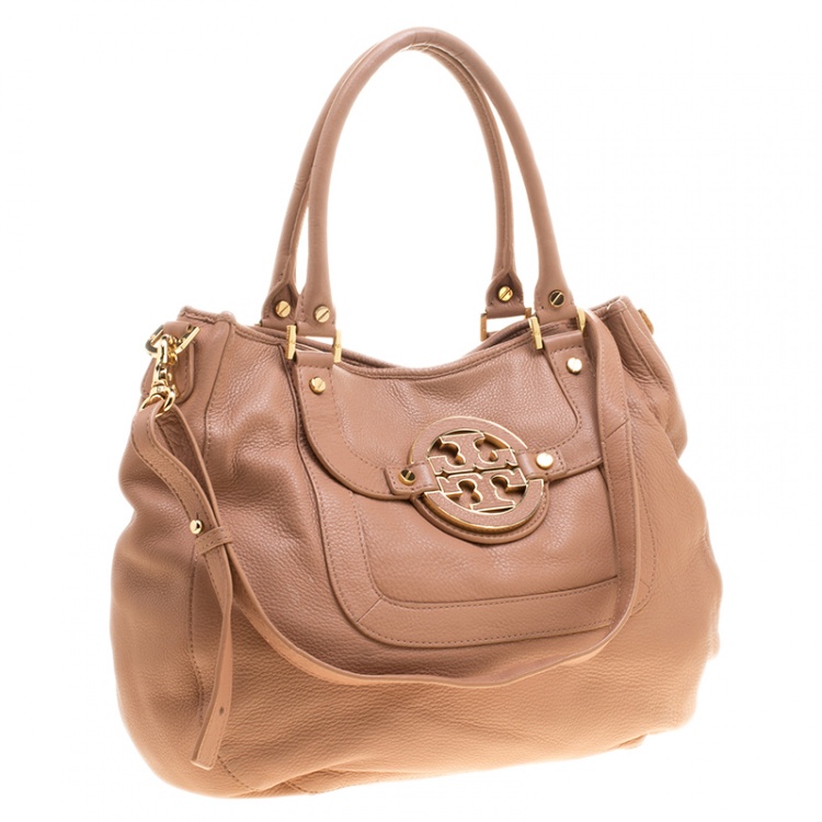 Pre Owned Tory Burch Dusty Pink Leather Amanda Hobo