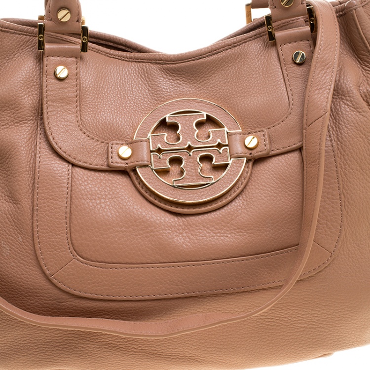 Pre Owned Tory Burch Dusty Pink Leather Amanda Hobo